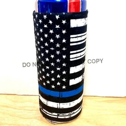 Blue Line Print Slim Can Koozie - Sip Sleeves