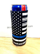 Blue Line Print Slim Can Koozie - Sip Sleeves