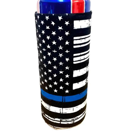 Blue Line Print Slim Can Koozie - Sip Sleeves