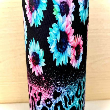 Bright Sunflower Print Slim Can Koozie - Sip Sleeves