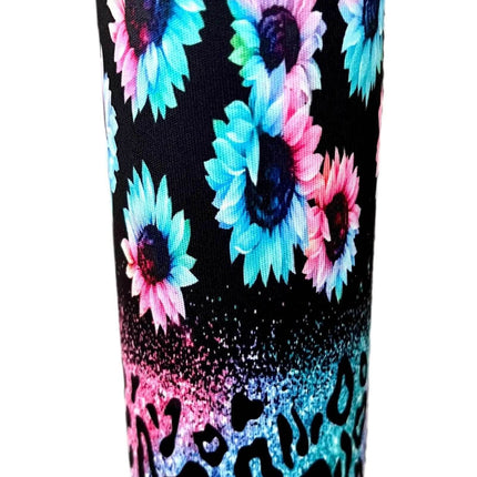 Bright Sunflower Print Slim Can Koozie - Sip Sleeves