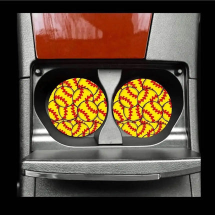 Cannabis Bright Print Neoprene Car Coaster Set for Cup Holder Absorbent Washable and Fun - Sip Sleeves