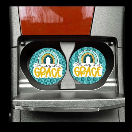 Cannabis Bright Print Neoprene Car Coaster Set for Cup Holder Absorbent Washable and Fun - Sip Sleeves