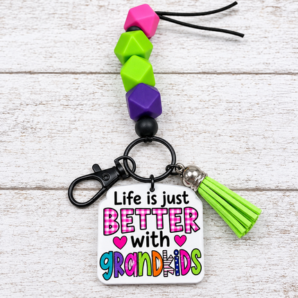 Life is Better with GRANDKIDS ~ Custom Chunky Silicone Keychain
