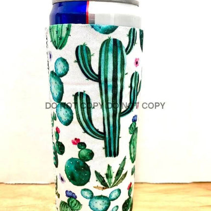Colorful Cactus Print Slim Can Koozie - Sip Sleeves