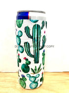 Colorful Cactus Print Slim Can Koozie - Sip Sleeves