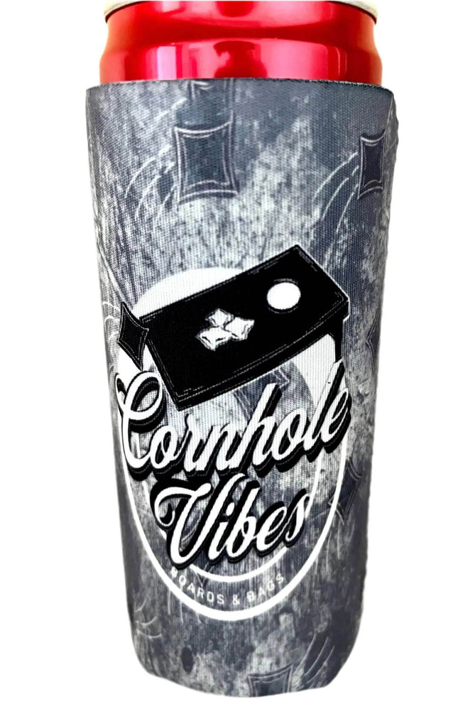 Cornhole Vibes Print Slim Can Koozie - Sip Sleeves