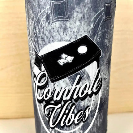 Cornhole Vibes Print Slim Can Koozie - Sip Sleeves