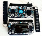 Country Girl ID Wristlet (Turquoise Sunflower) Wallet with Loop - Sip Sleeves