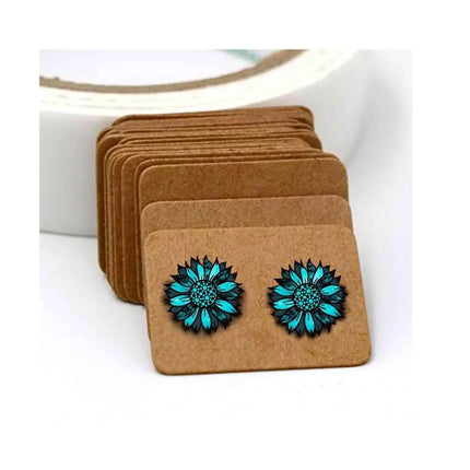 Custom Acrylic Stud Earrings ~ TURQUOISE SUNFLOWER - Sip Sleeves