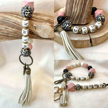 Custom Leopard MAMA Keychain OR Bracelet - Sip Sleeves