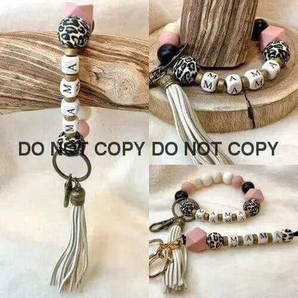 Custom Leopard MAMA Keychain OR Bracelet - Sip Sleeves