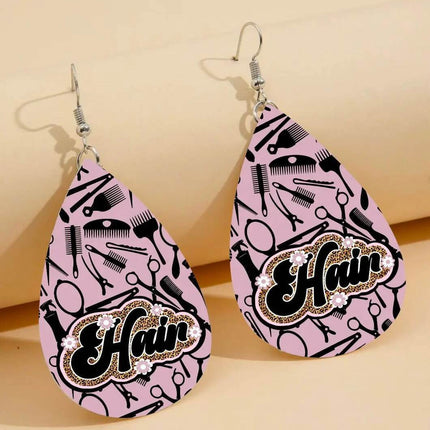 Custom Vegan Leather Tear Drop Earrings ~ Boho BullskullTear drop fun jewelry - Sip Sleeves