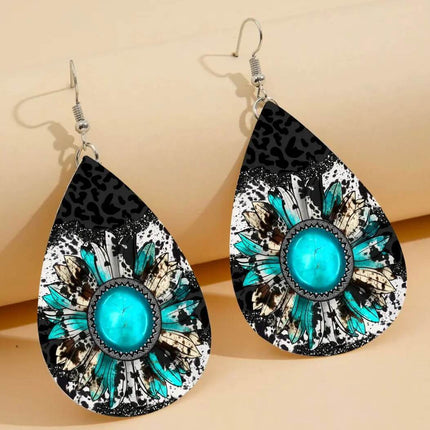 Custom Vegan Leather Tear Drop Earrings ~ Football MomTear drop fun jewelry - Sip Sleeves