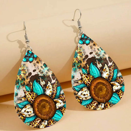 Custom Vegan Leather Tear Drop Earrings ~ Football MomTear drop fun jewelry - Sip Sleeves