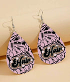 Custom Vegan Leather Tear Drop Earrings ~ Retro Hair StylistTear drop fun jewelry - Sip Sleeves