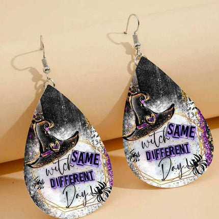 Custom Vegan Leather Tear Drop Earrings ~ Turquoise SunflowerTear drop fun jewelry - Sip Sleeves