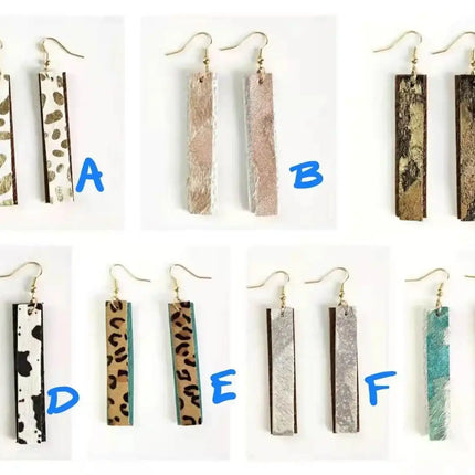 Double Layer Leather Textured Strip Earrings * western - Sip Sleeves