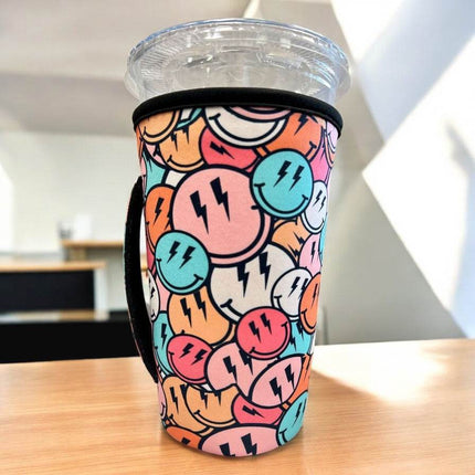 30 OZ Retro Happy Insulated Cup Cover Sip Sleeve Fits 20-32 OZ Cups Fits 30-40+ OZ Cups - Sip Sleeves