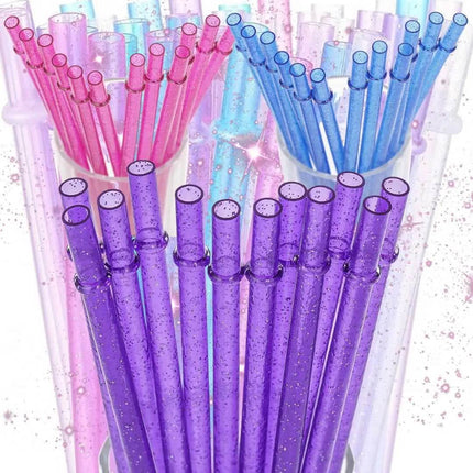 Extra TALL 13" Glitter Reusable Plastic Individually Wrapped Straws *IN STOCK NOW*