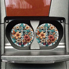 Faith Boho Cross Neoprene Car Coaster Set for Cup Holder Absorbent Washable and Fun - Sip Sleeves