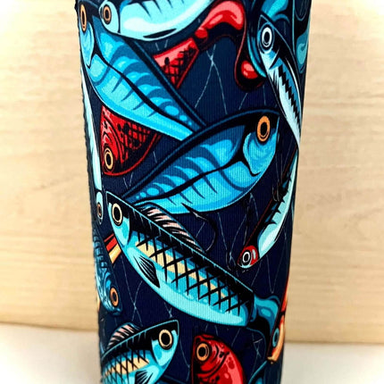 Fishing Lure Print Slim Can Koozie - Sip Sleeves