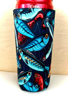 Fishing Lure Print Slim Can Koozie - Sip Sleeves