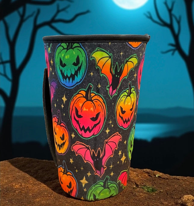 30 OZ Neon Pumpkin Halloween Insulated Cup Cover Sleeve