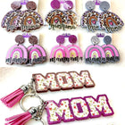Glitter Mom & Mama Earrings & Keychains You choose ~ perfect for Mothers Day Custom acrylic gift decoration - Sip Sleeves