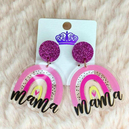 Glitter Mom & Mama Earrings & Keychains You choose ~ perfect for Mothers Day Custom acrylic gift decoration - Sip Sleeves