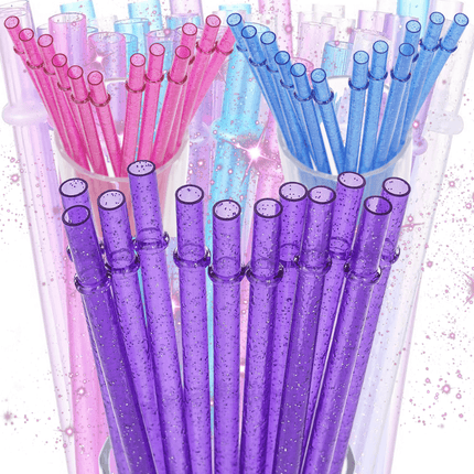 ❤️‍🔥 Glitter Straws are here! 10.75” plastic Individually Wrapped - Sip Sleeves
