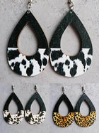 Hollow Country Tear Drop Earrings Painted Wood - Sip Sleeves
