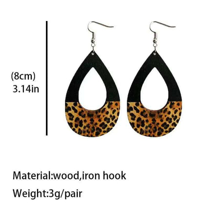 Hollow Country Tear Drop Earrings Painted Wood - Sip Sleeves