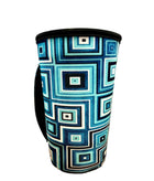30 OZ Teal Geometric Print Insulated Cup Cover Sleeve Iced Coffee Loaded Tea - Sip Sleeves