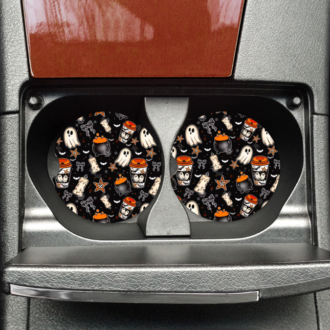 Car Coaster Set Halloween Black Ghostly Fun