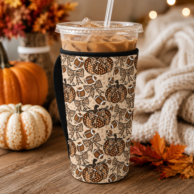 20 OZ Football & Fall Insulated Cup Cover Sip Sleeve Fits 24-32 OZ Cups