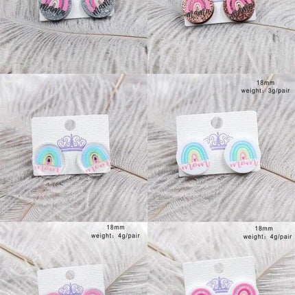 In Stock Now ~ Mama / Mom Boho Acrylic Round Earrings - Sip Sleeves