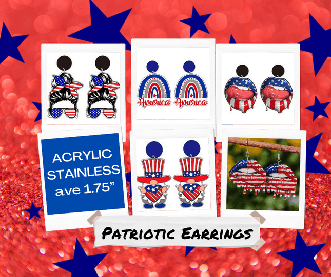 In Stock Now ~Patriotic Acrylic Earrings - Sip Sleeves