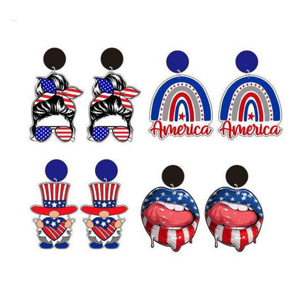 In Stock Now ~Patriotic Acrylic Earrings - Sip Sleeves