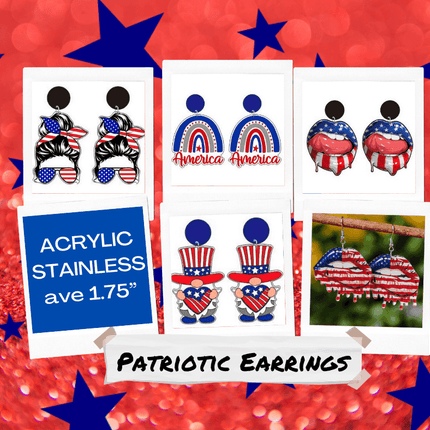 In Stock Now ~Patriotic Acrylic Earrings - Sip Sleeves