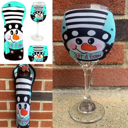 Let it Snow~ ~ Insulated Wine Set 3 PCs ~ Custom Design - Sip Sleeves