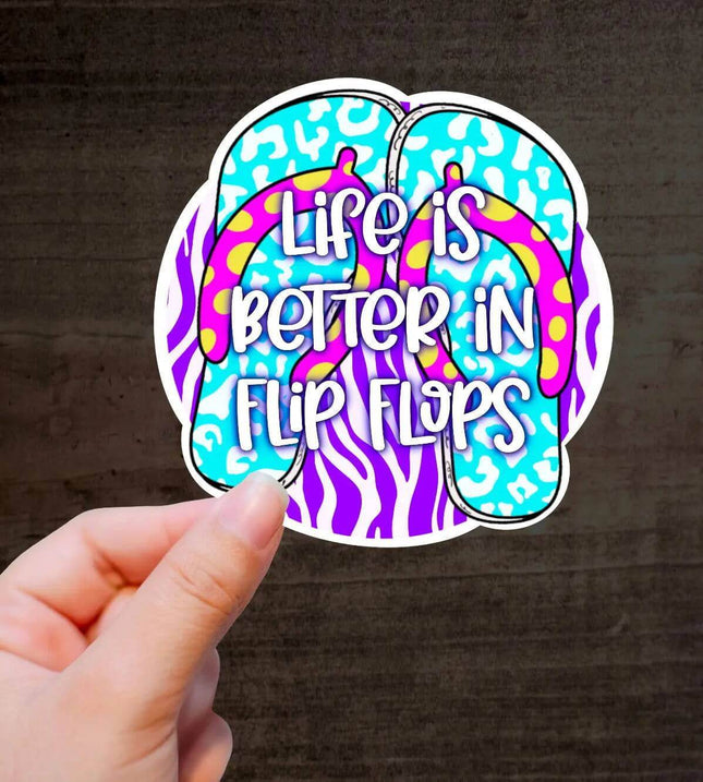 Life is better in Flip Flops 🧋 Exclusive Custom Vinyl Sticker 10 Pack - Sip Sleeves