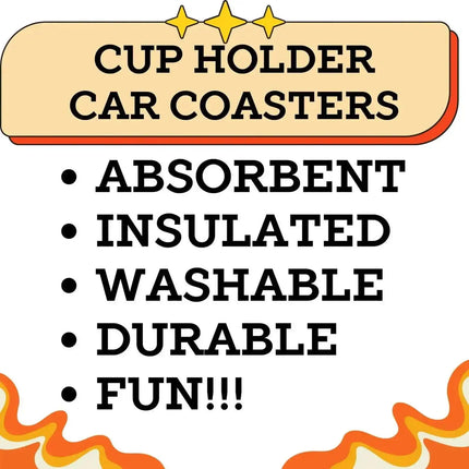Monkey Farts Neoprene Car Coaster Set for Cup Holder Absorbent Washable and Fun - Sip Sleeves