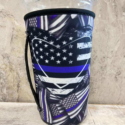 NEW** 20 OZ BLUE LINE HEART Insulated Cup Cover Sip Sleeve Fits 20-32 OZ Cups - Sip Sleeves