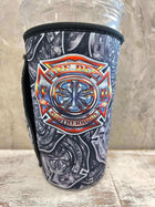 NEW** 20 OZ FIRE FIGHTER BADGE Insulated Cup Cover Sip Sleeve Fits 20-32 OZ Cups - Sip Sleeves