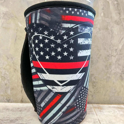 NEW** 20 OZ RED LINE HEART Insulated Cup Cover Sip Sleeve Fits 20-32 OZ Cups - Sip Sleeves
