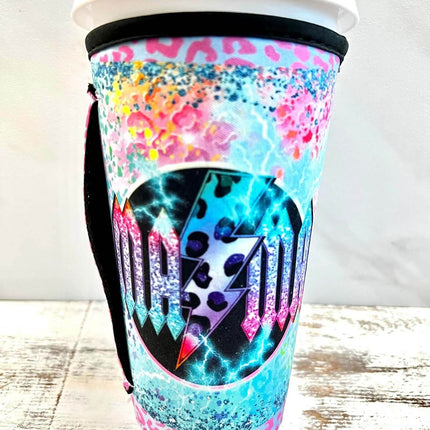 20 OZ RETRO MAMA Lightning Bolt Insulated Cup Cover Sip Sleeve Fits 20-32 OZ Cups - Sip Sleeves
