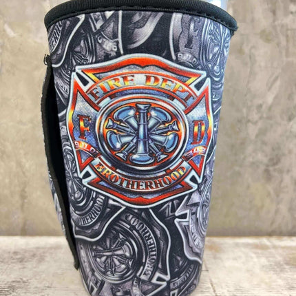 NEW** 30 OZ FIRE FIGHTER BADGE Insulated Cup Cover - Sip Sleeves