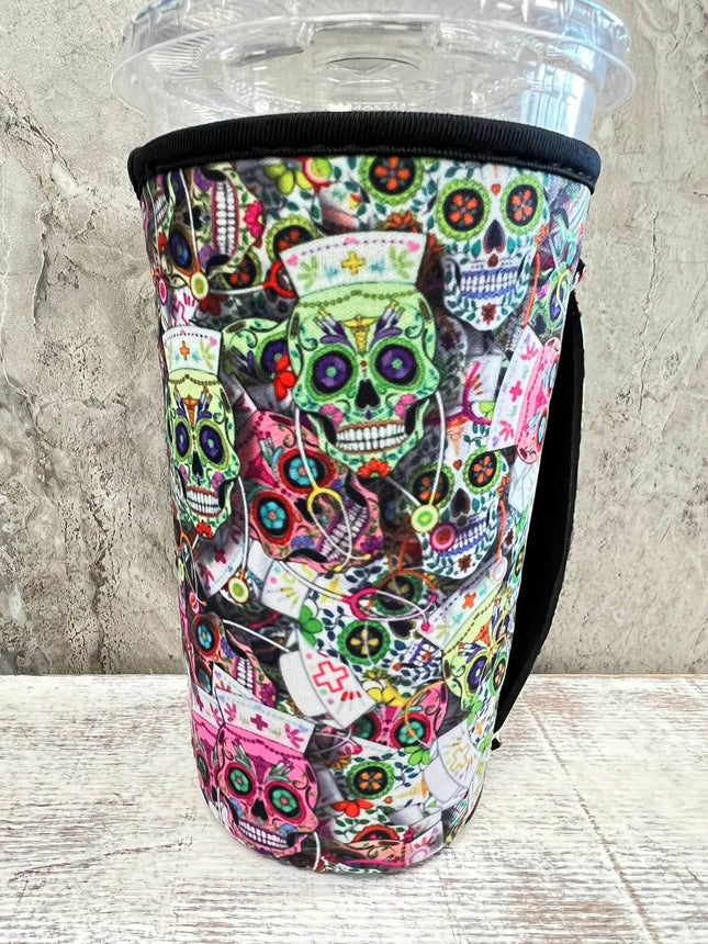 NEW** 30 OZ Sugar Skull Nurse Insulated Cup Cover - Sip Sleeves