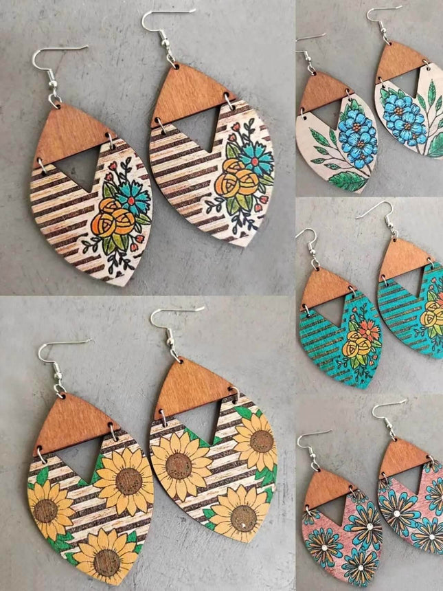 *NEW* Garden Grace Painted Wood Earrings - Sip Sleeves